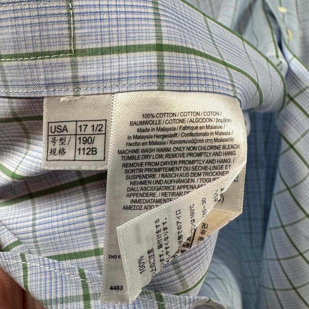 Brooks Brothers 346 Men’s 17 1/2-35 Button Up Plaid Non-Iron Cotton French Cuffs - Picture 6 of 8